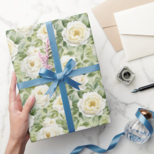 Papel De Regalo Chic Flores Blancas Despedida de Soltera
