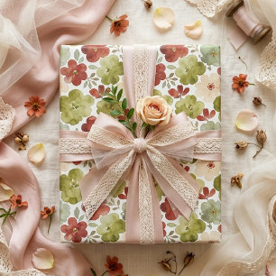 Papel De Regalo Chic Fresh Botanical and Blossom Red Green TMF26