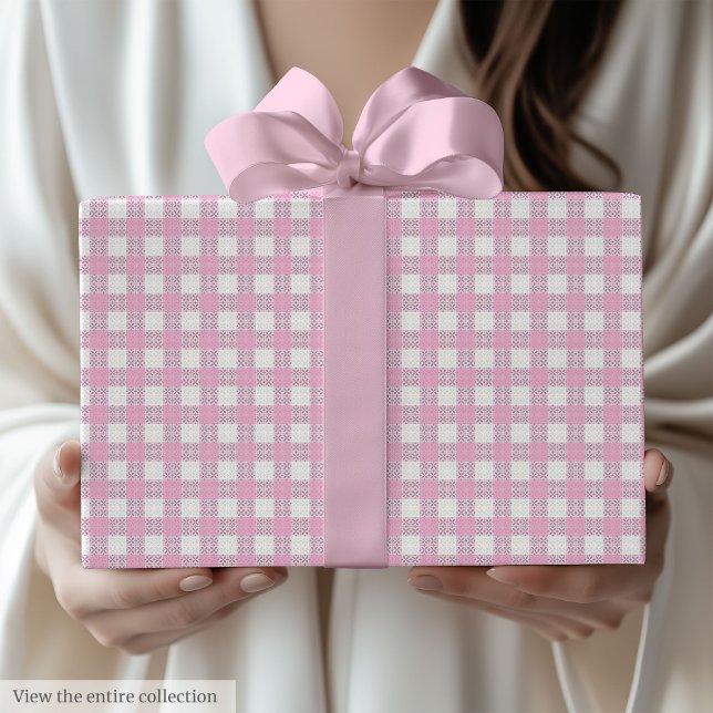Papel De Regalo Chic Light Pink Checkered 60th Birthday Gift Wrap (Chic Light Pink Checkered 60th Birthday Gift Wrap)