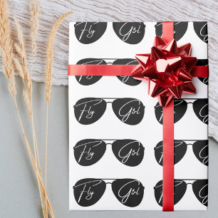 Papel De Regalo Chic Lindo ‘Fly Girl’,Gafas de sol Aviador,Minimal