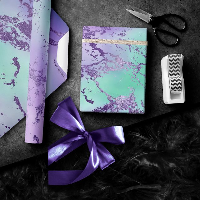 Papel De Regalo Chic Marble | Lila Púrpura y Verde Menta (Subido por el creador)
