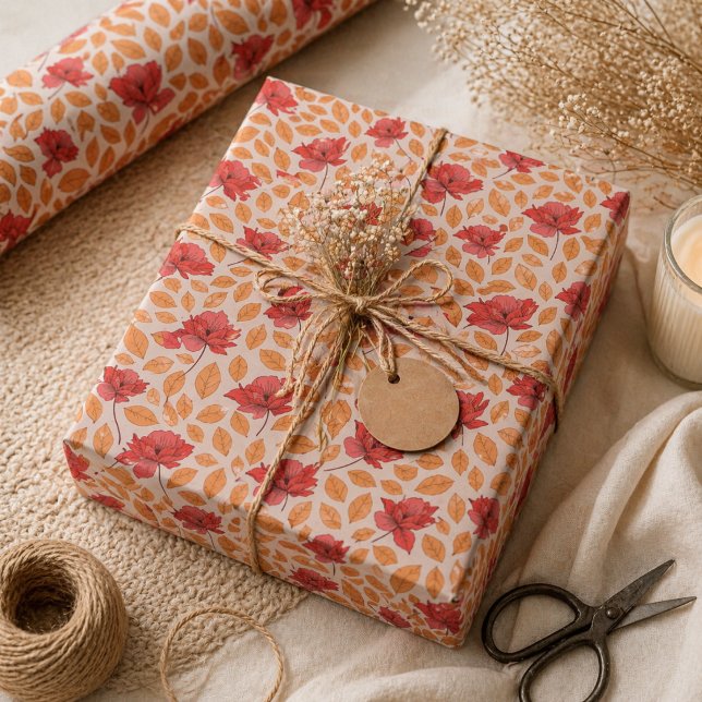 Papel De Regalo Chic Moderno Cumpleaños niña 1 año flores silvestr (Modern Chic Wildflower 1st Birthday Girl Wrapping Paper)