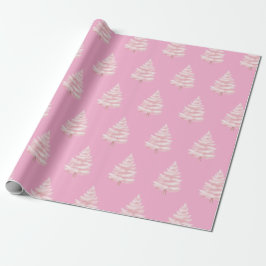 Papel De Regalo Chic Pink Christmas Trees