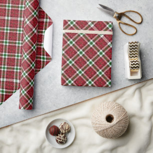 Papel De Regalo Chic Plaid Navideño Brillante 