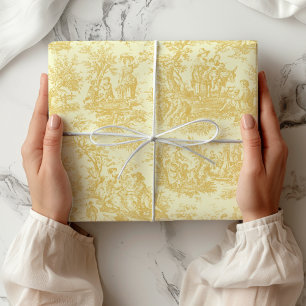 Papel De Regalo Chic Vintage Amarillo Toile de Jouy