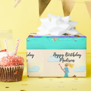 Papel De Regalo Chica adolescente Paddleboard Feliz cumpleaños per