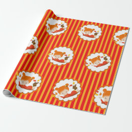 Papel De Regalo Chica Adorable De Otoño Pintado A Mano