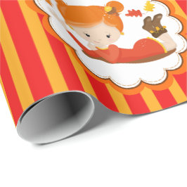 Papel De Regalo Chica Adorable De Otoño Pintado A Mano