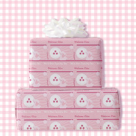 Papel De Regalo Chica Baby Shower Bassinet Rosa Añadir nombre y gu