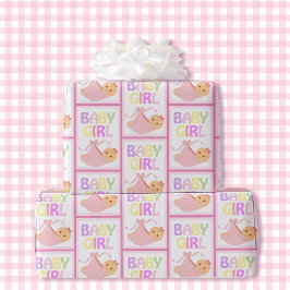 Papel De Regalo Chica Baby Shower Cute Pastel Rosa