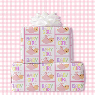 Papel De Regalo Chica Baby Shower Cute Pastel Rosa