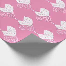 Papel De Regalo Chica Baby Shower Cute Rosa Vintage