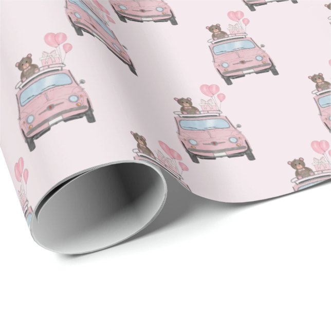 Papel De Regalo Chica Baby Shower Fiat 500 (Esquina del rollo)