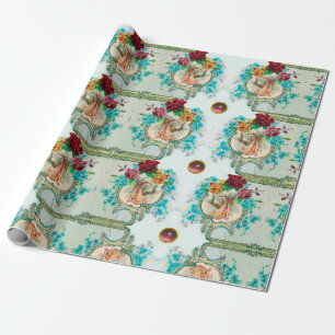 Papel De Regalo Chica BABY SHOWER Y ROSAS DE LA TORMENTA AZUL FLOR