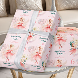 Papel De Regalo Chica Ballerina Rosada Nombre personalizado de la