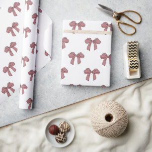 Papel De Regalo Chica Bebé Niña Ducha Preppy Rosa Rojo Patrón de L