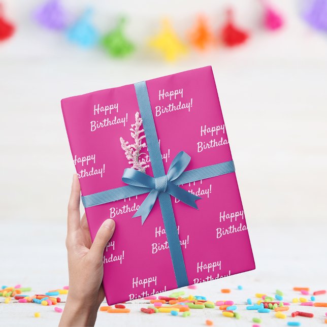 Papel De Regalo Chica blanco rosado de cumpleaños (Subido por el creador)