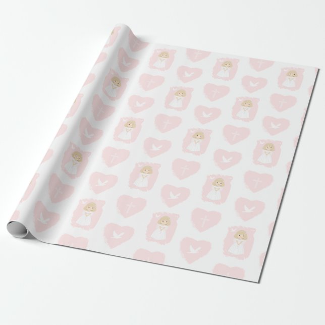 Papel De Regalo Chica Communion Dove Blonde (Desenrollado)