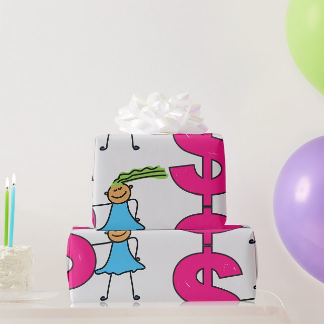 Papel De Regalo Chica Con Rótulo De Dólar (Subido por el creador)