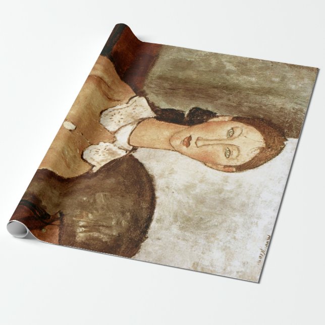Papel De Regalo Chica con vestido amarillo, Modigliani (Desenrollado)
