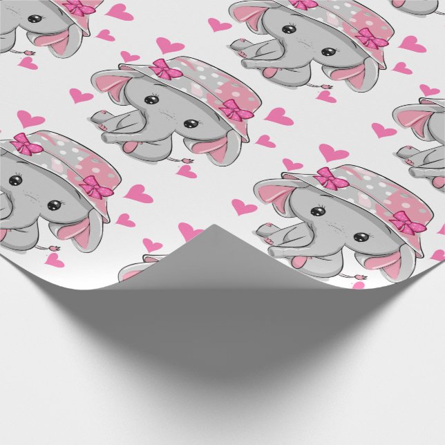 Papel De Regalo Chica Cute Baby Elephant (Esquina)