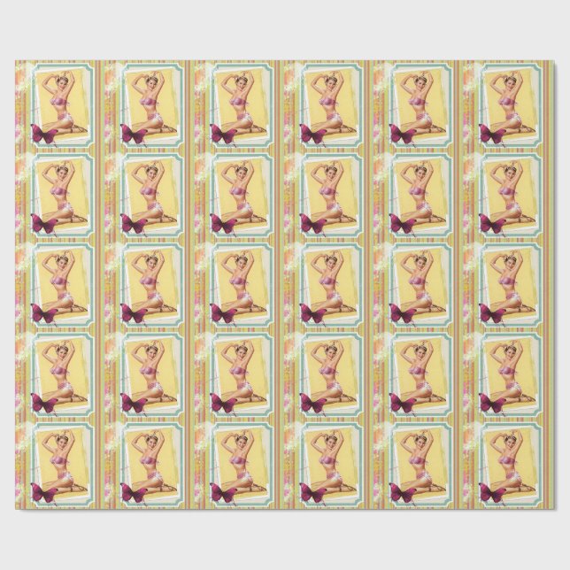 Papel De Regalo Chica de anclaje retro (Superficie plana)