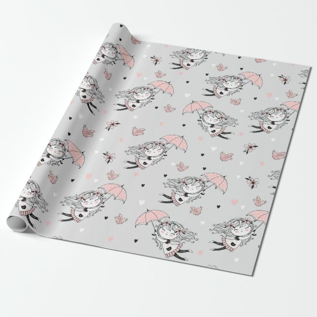 Papel De Regalo Chica de Baby Shower (Desenrollado)