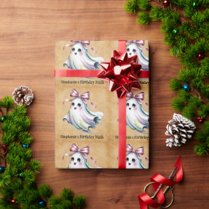 Papel De Regalo Chica de color de agua dulce Fantasma Nacimiento M
