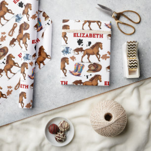 Papel De Regalo Chica de cumpleaños de caballos Nova