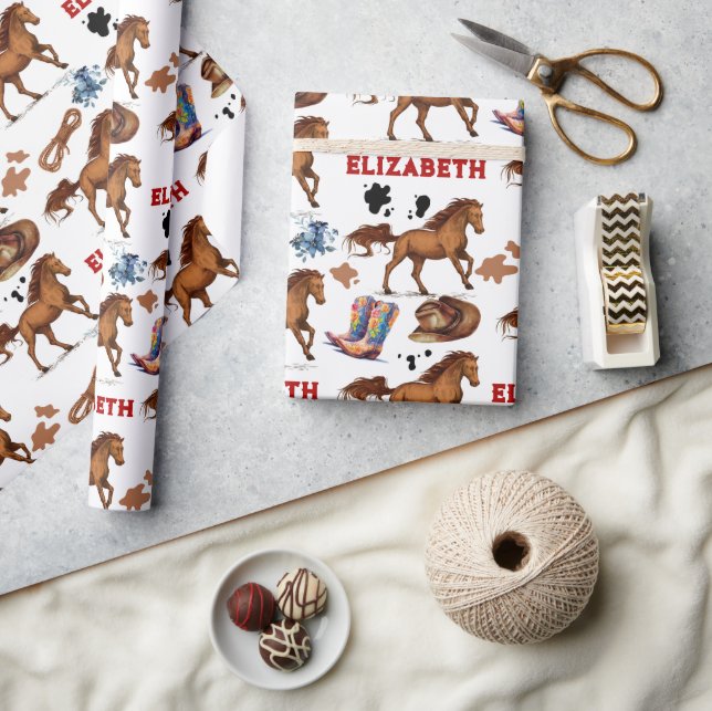 Papel De Regalo Chica de cumpleaños de caballos Nova (Artesanía)