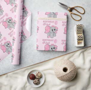 Papel De Regalo Chica de cumpleaños elefante bebé rosa