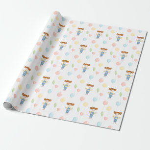 Papel De Regalo Chica de cumpleaños en overalls Redhead Wrapping P
