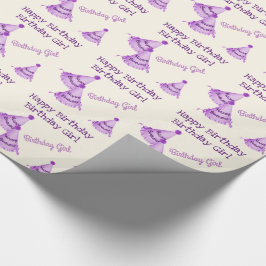 Papel De Regalo Chica de cumpleaños morado feliz - o nombre - Gorr