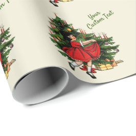 Papel De Regalo Chica de época Personalizado con árbol de Navidad