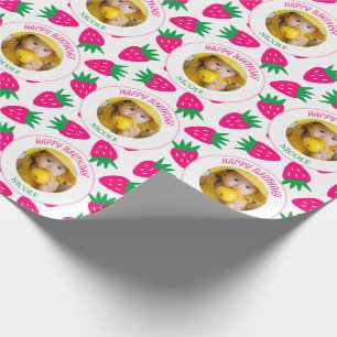 Papel De Regalo Chica de fresa rosada lindo cumpleaños