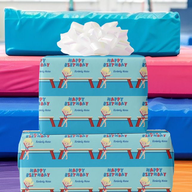 Papel De Regalo Chica de gimnasia Cute Blonde Gymnast Feliz cumple (Subido por el creador)