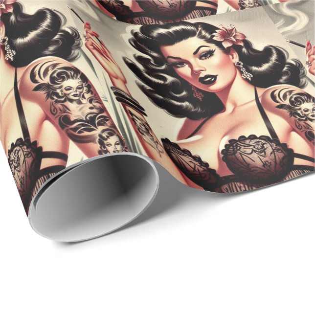 Papel De Regalo Chica de Gótico Retro Tatto (Esquina del rollo)