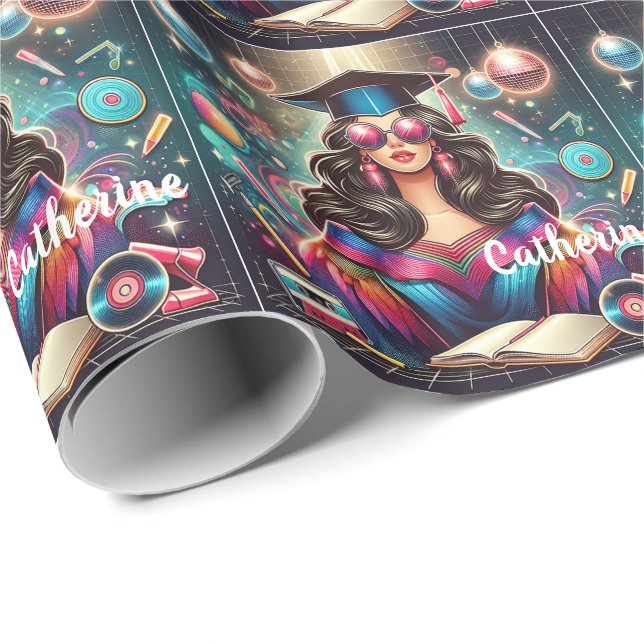 Papel De Regalo Chica de graduación de Guay Personalizado Fiesta D (Esquina del rollo)