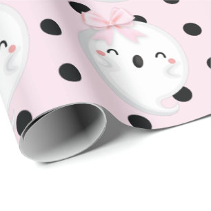 Papel De Regalo Chica de Halloween Cumpleaños fantasma de puntos d
