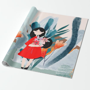 Papel De Regalo Chica de historietas en el bosque