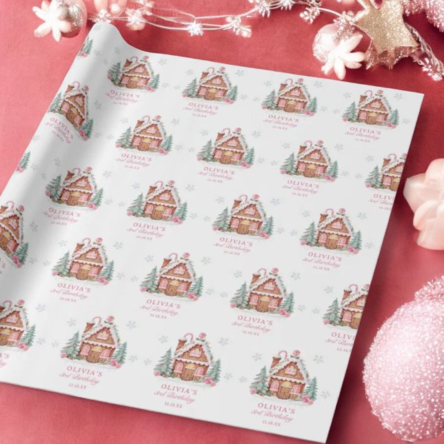 Papel De Regalo Chica de la casa Gingerbread Primer Fiesta de Cump (Subido por el creador)