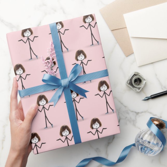 Papel De Regalo Chica de la figura de palo con zapatillas (Regalar)