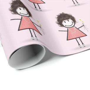 Papel De Regalo Chica de la figura del stick en las zapatillas de