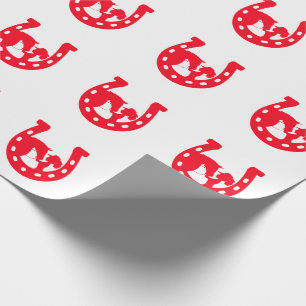 Papel De Regalo Chica de la herradura roja y caballo