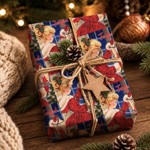 Papel De Regalo Chica de lámpara de vela de Navidad glamurosa roja