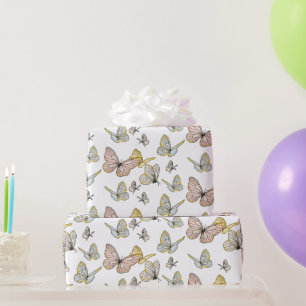 Papel De Regalo Chica de mariposa Pastel Bonito amarillo azul rosa