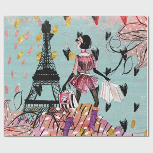 Papel De Regalo Chica de moda en París