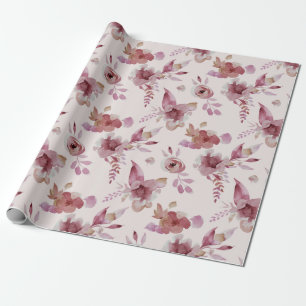 Papel De Regalo Chica de Moda floral Mauve Pink Elegant