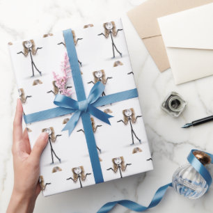 Papel De Regalo Chica de palitos con gafas y zapatillas