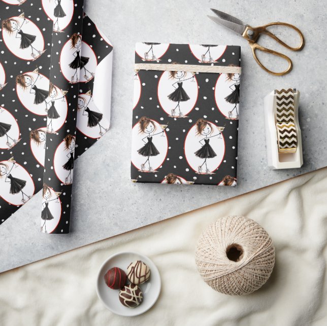 Papel De Regalo Chica de palitos con Martini (Artesanía)